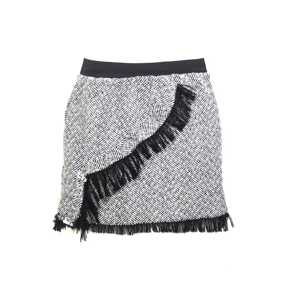 Frayed Across Herringbone Tweed Mini skirt