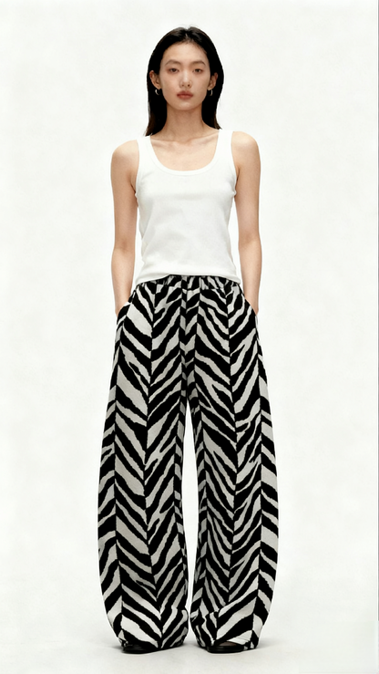 Funky Wool Flannel Zebra Print Trouser