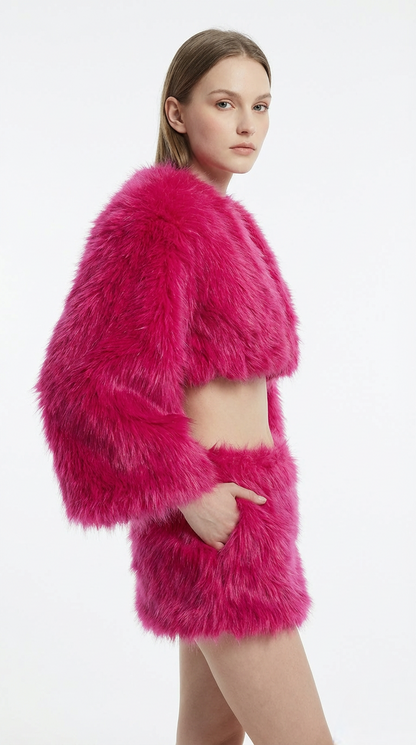 Faux Fur Pink Fluff Bolero