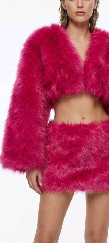Faux Fur Pink Fluff Bolero