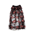 Peplum Puff Sheer Flower Skirt