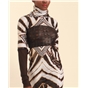 Gold Lining Black and White Stripe Bling Roll Neck Sleeve Top
