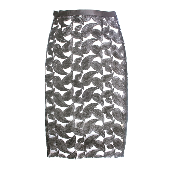 Petal sequin thread pencil skirt