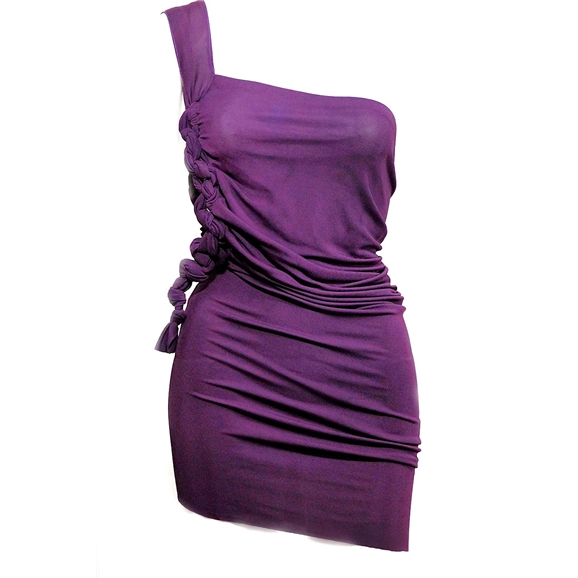 Purple Do Knot Eye Slit Party Dress